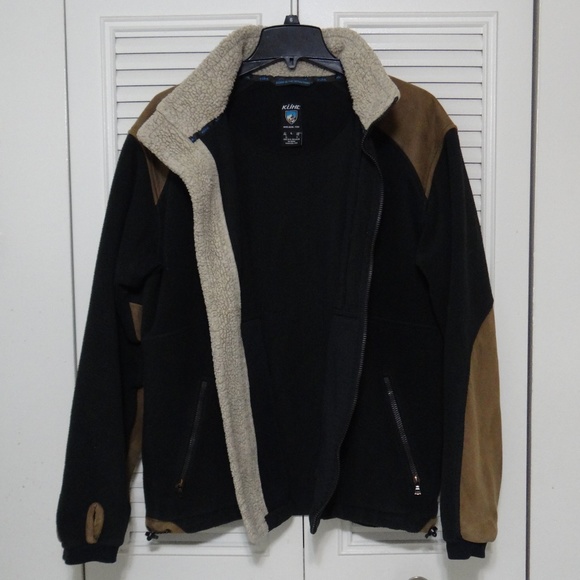 KÜHL Alpenwurx Men’s Large Black Brown Sherpa Fleece Jacket Full Zip Outdoor - Picture 4 of 8